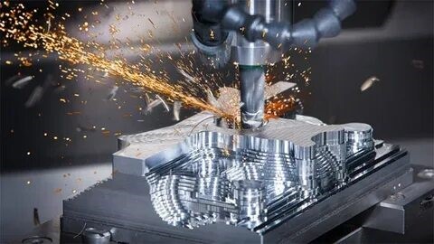 High-precision CNC machining services workshop with automated milling machines