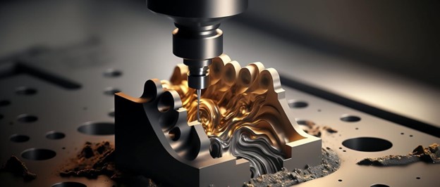 CNC production machine manufacturing high-precision aerospace engine components
